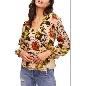 ASTR the Label Velvet Burnout wrap floral top size xs